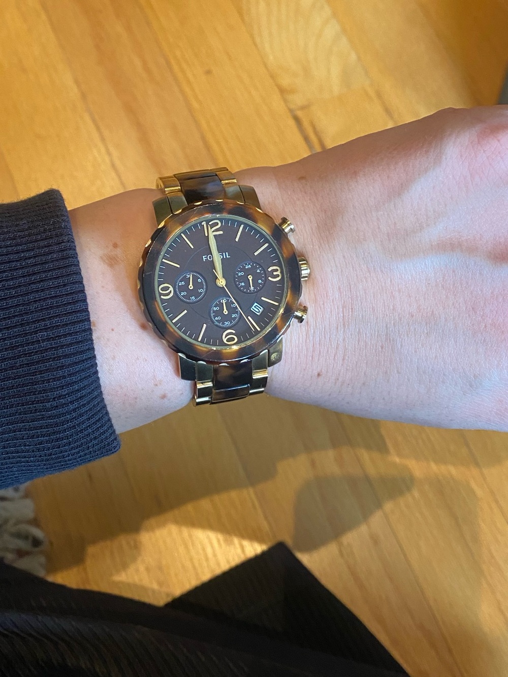 Fossil Gold-Tone and Tortoise Chronograph Wristwatch